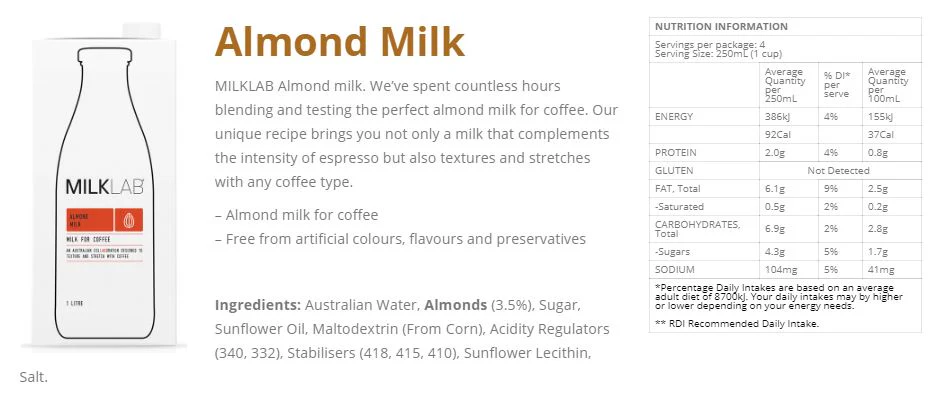 MilkLab Almond Milk 8 x 1L - Image 3