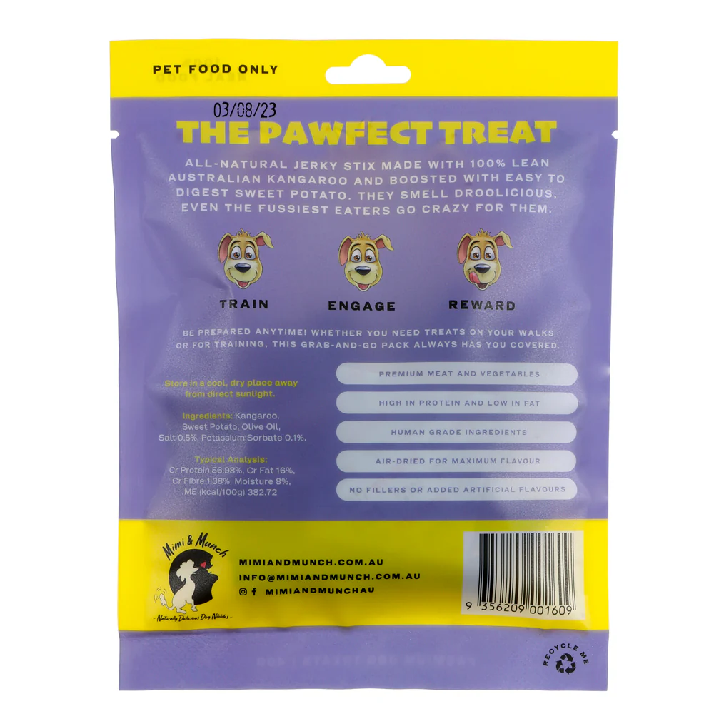 Mimi & Munch Snax Stix Kangaroo and Sweet Potato Healthy Jerky 40g - Image 2