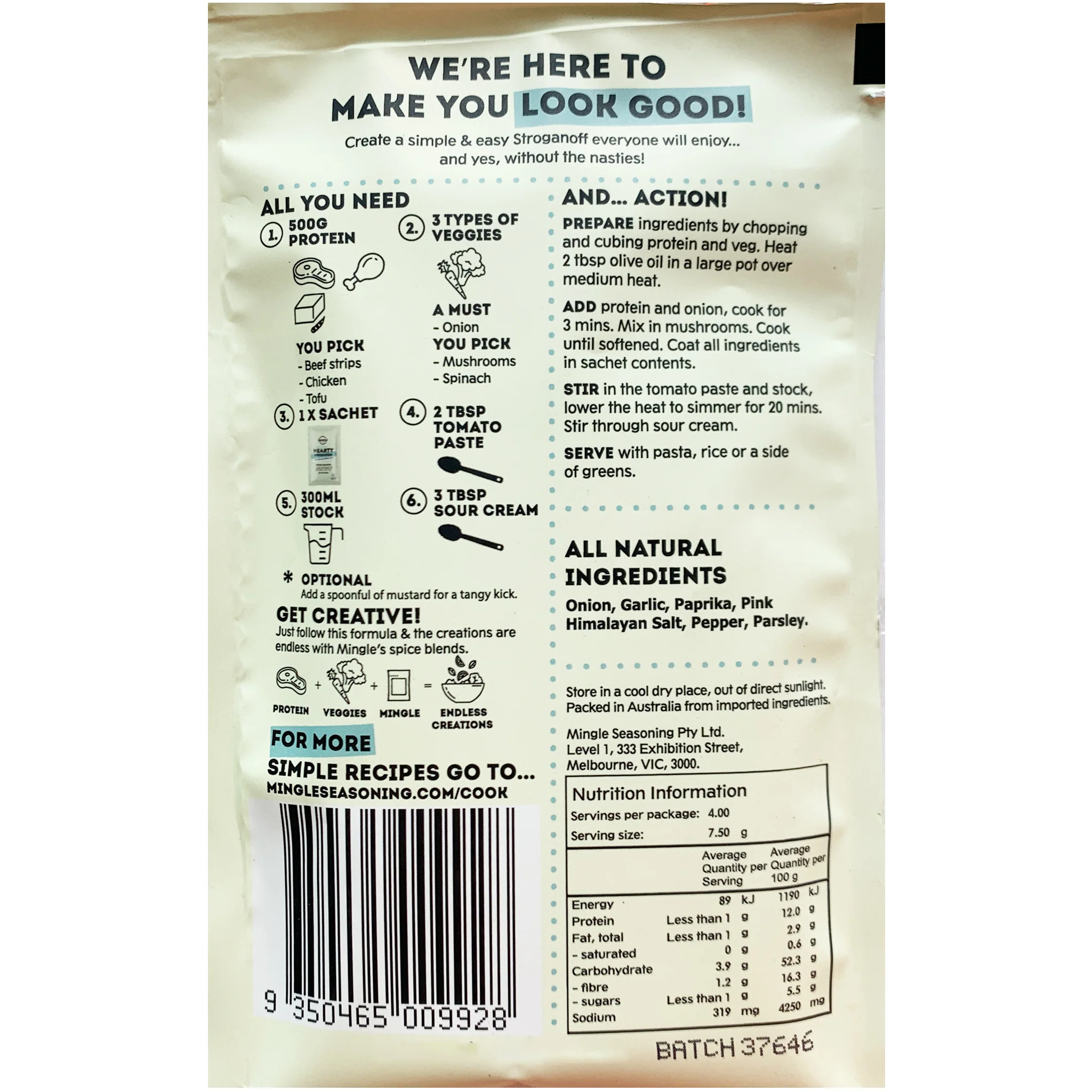 Mingle Hearty Stroganoff Seasoning 30g - Image 2