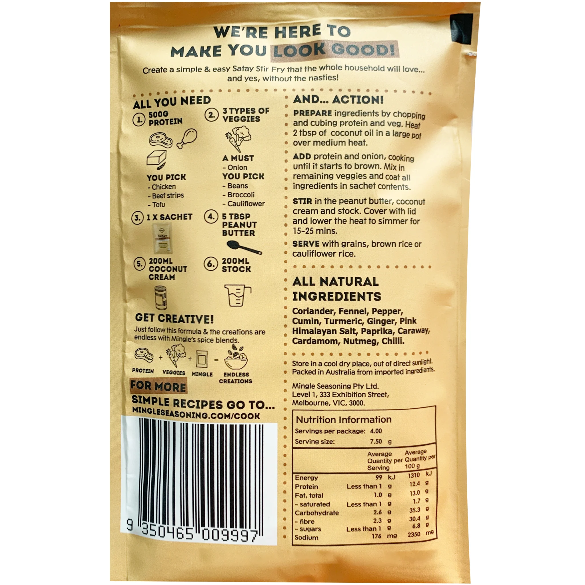 Mingle Satay Stir Fry Seasoning 30g - Image 2