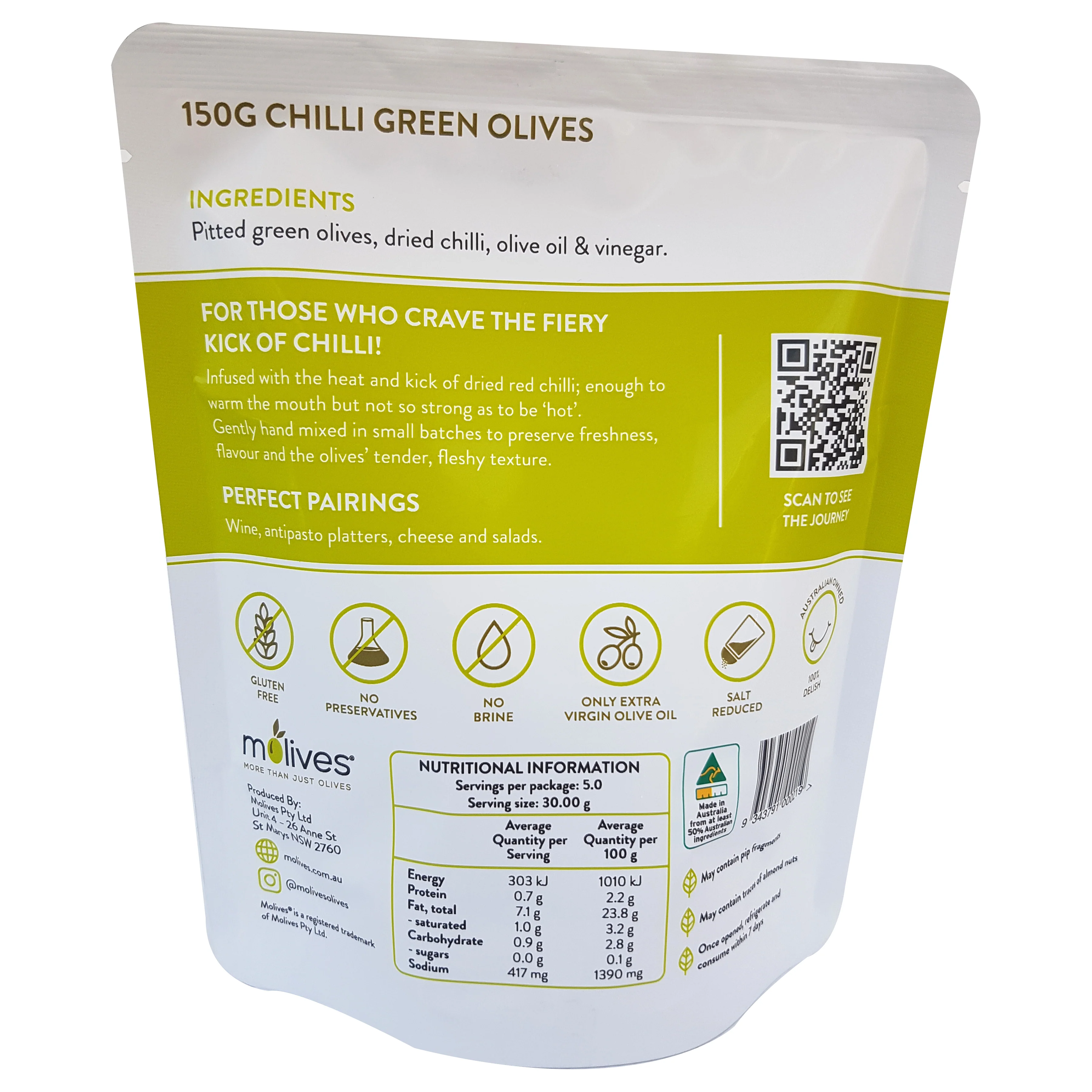 Molives Green Olives Chilli 150g - Image 2