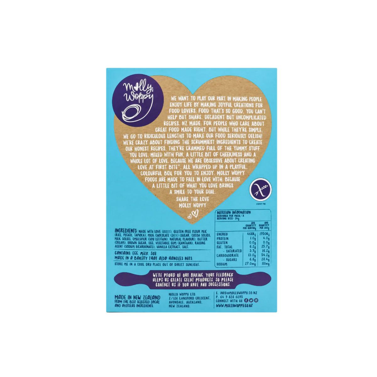 Molly Woppy Artisan Cookies Milk Choccy Chunk Gluten-Free 185g - Image 2