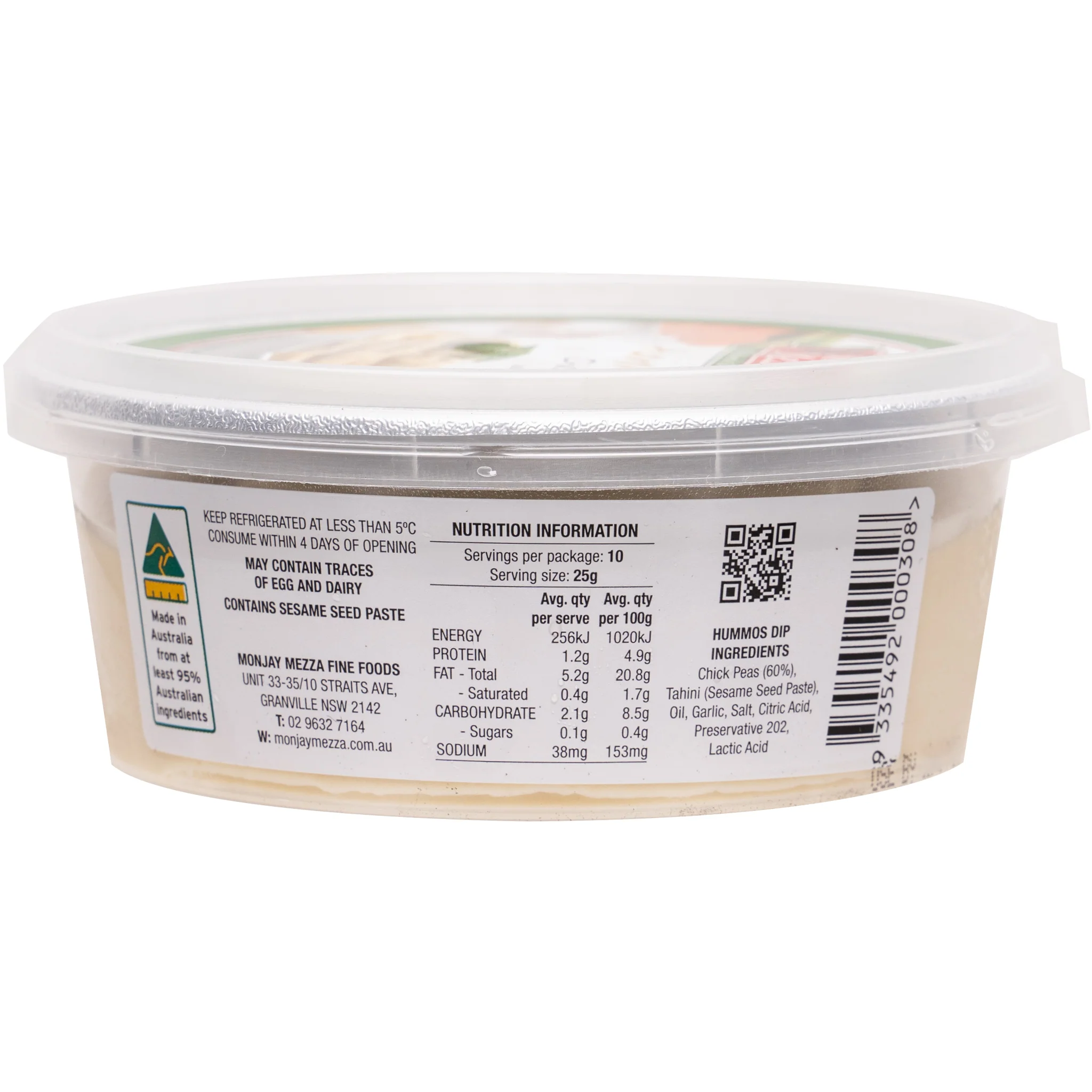 Monjay Mezza Hommus Dip 200g - Image 2