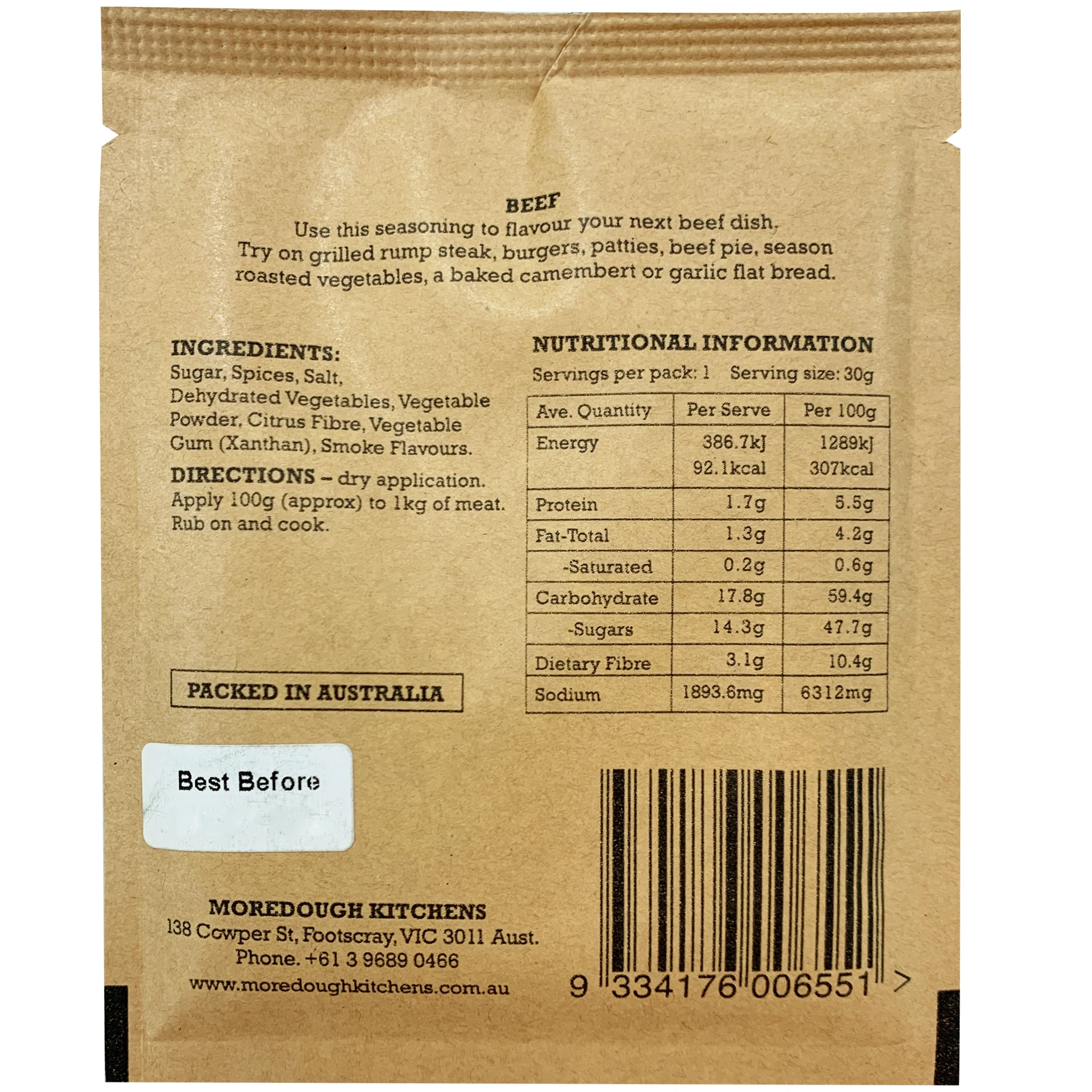 Moredough Kitchens Beef Seasoning 30g - Image 2
