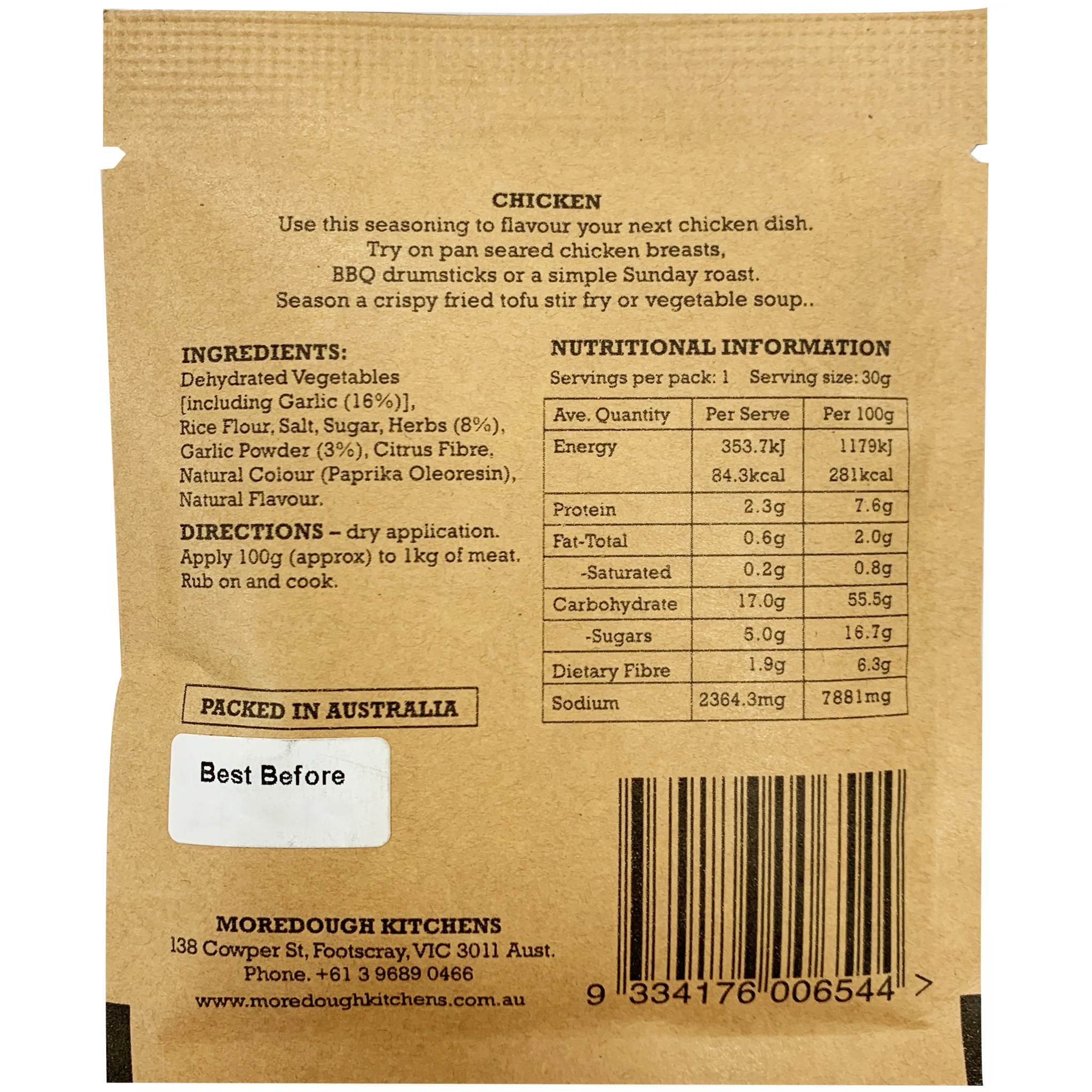 Moredough Kitchens Chicken Seasoning 30g - Image 2