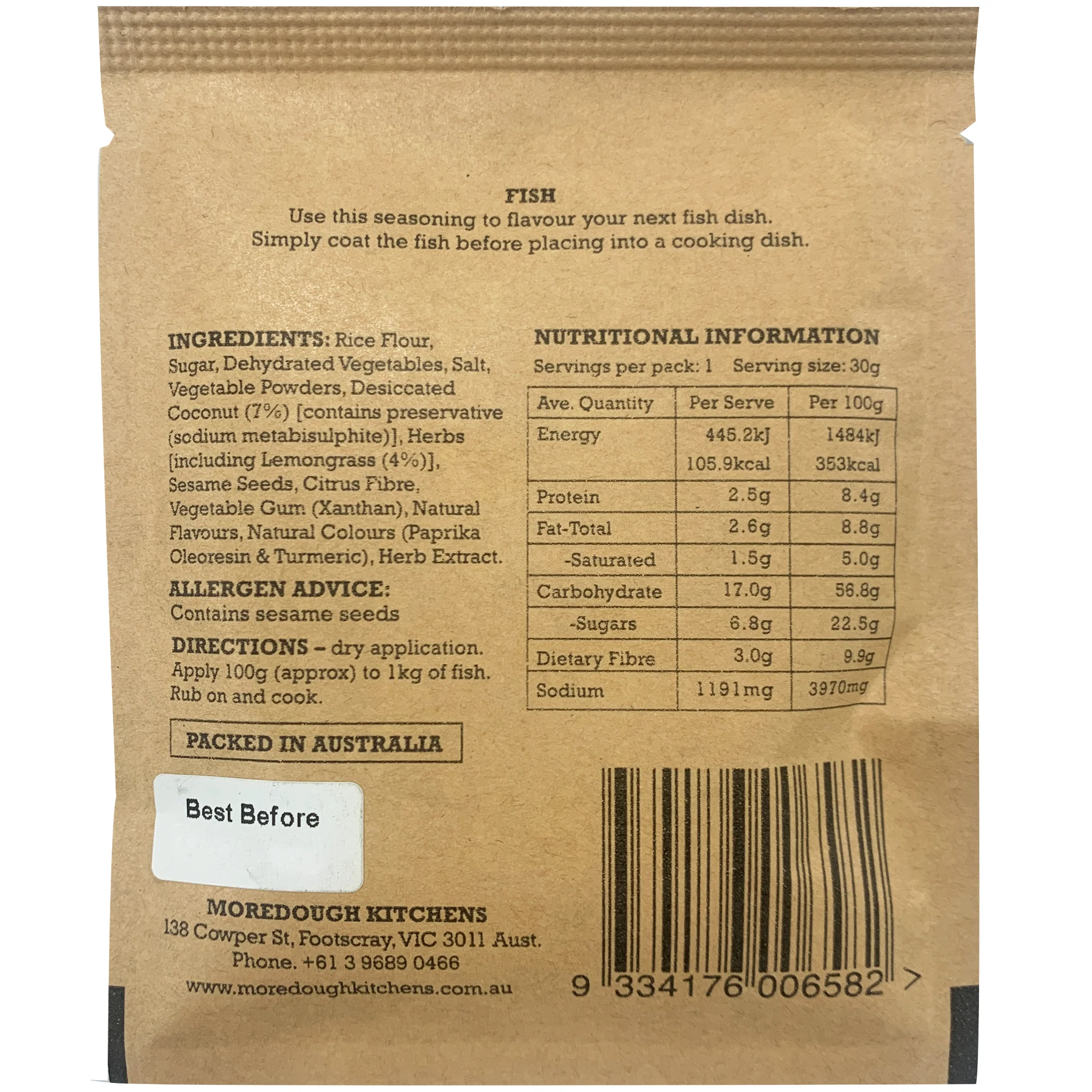 Moredough Kitchens Fish Seasoning 30g - Image 2