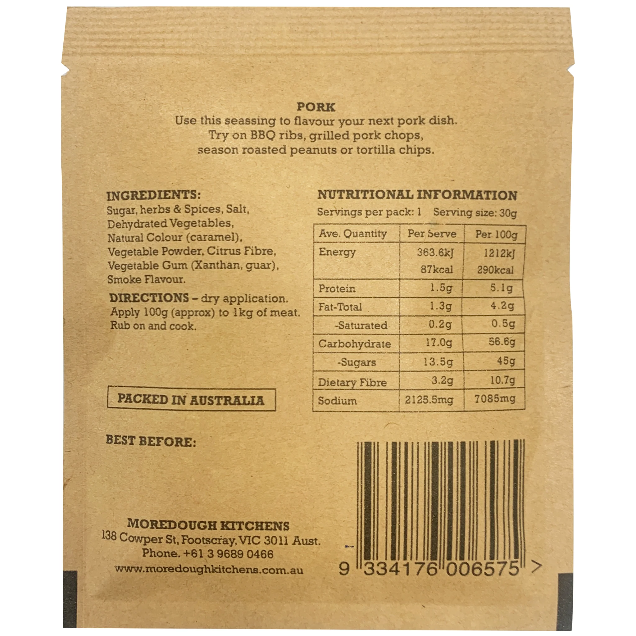 Moredough Kitchens Pork Seasoning 30g - Image 2