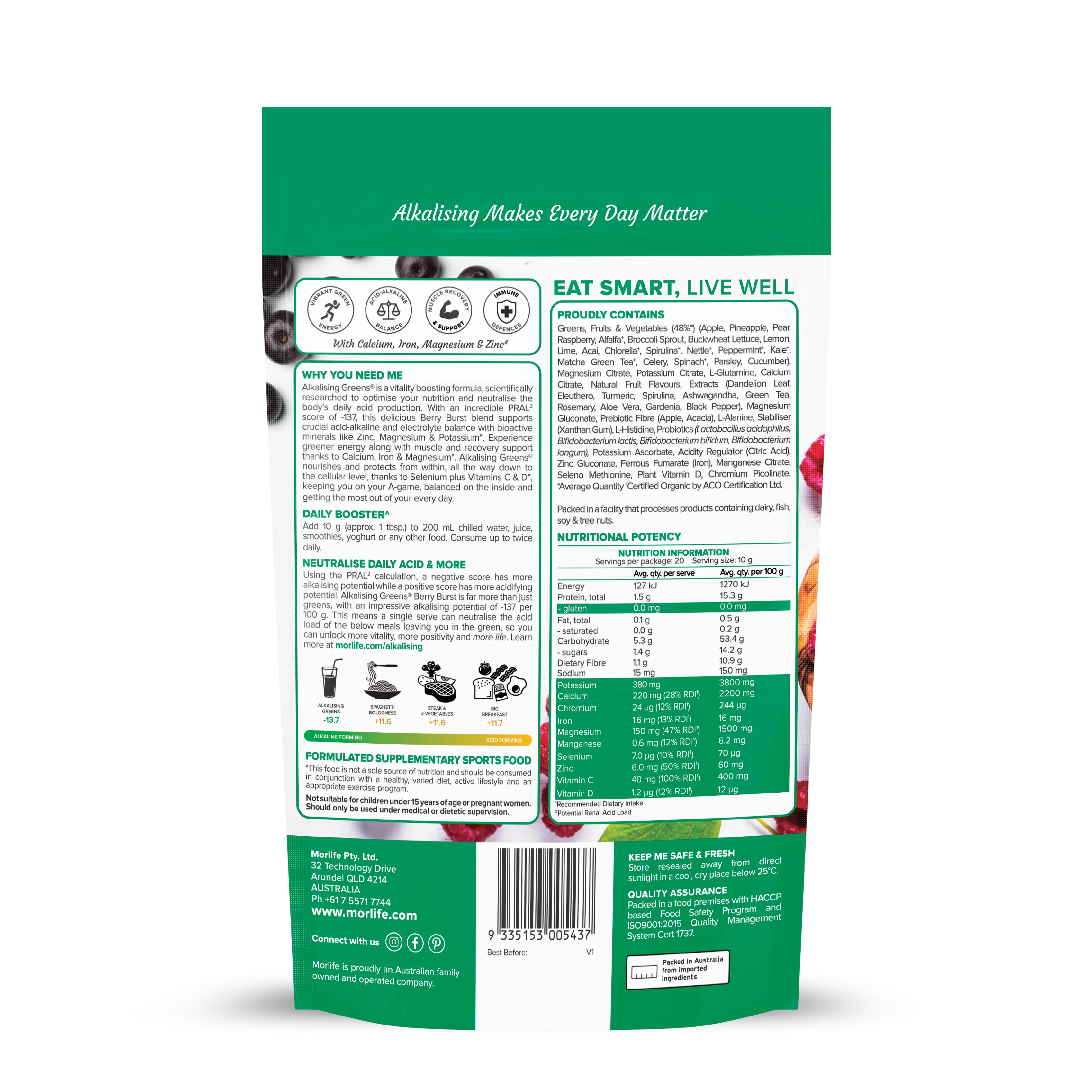 Morlife Alkalising Greens Powder 200g - Image 2
