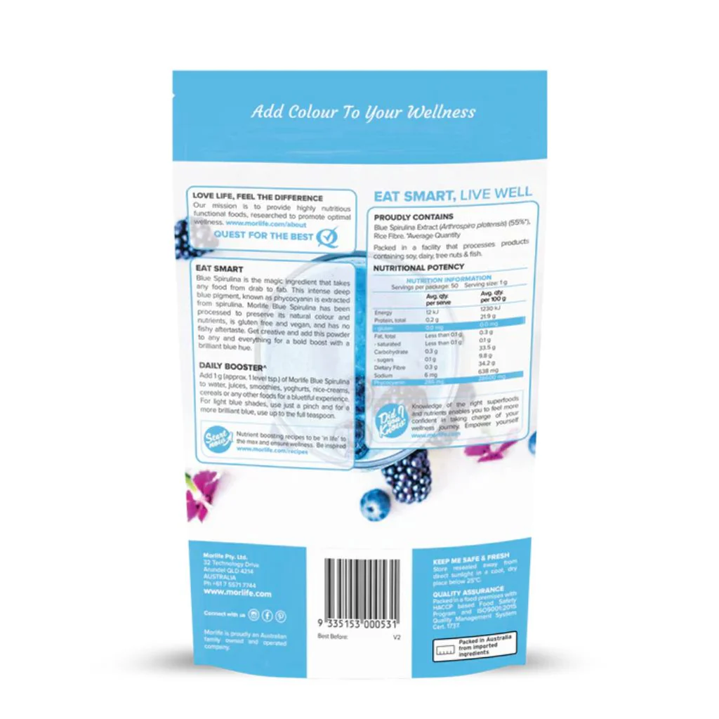 Morlife Blue Spirulina Powder 50g - Image 2