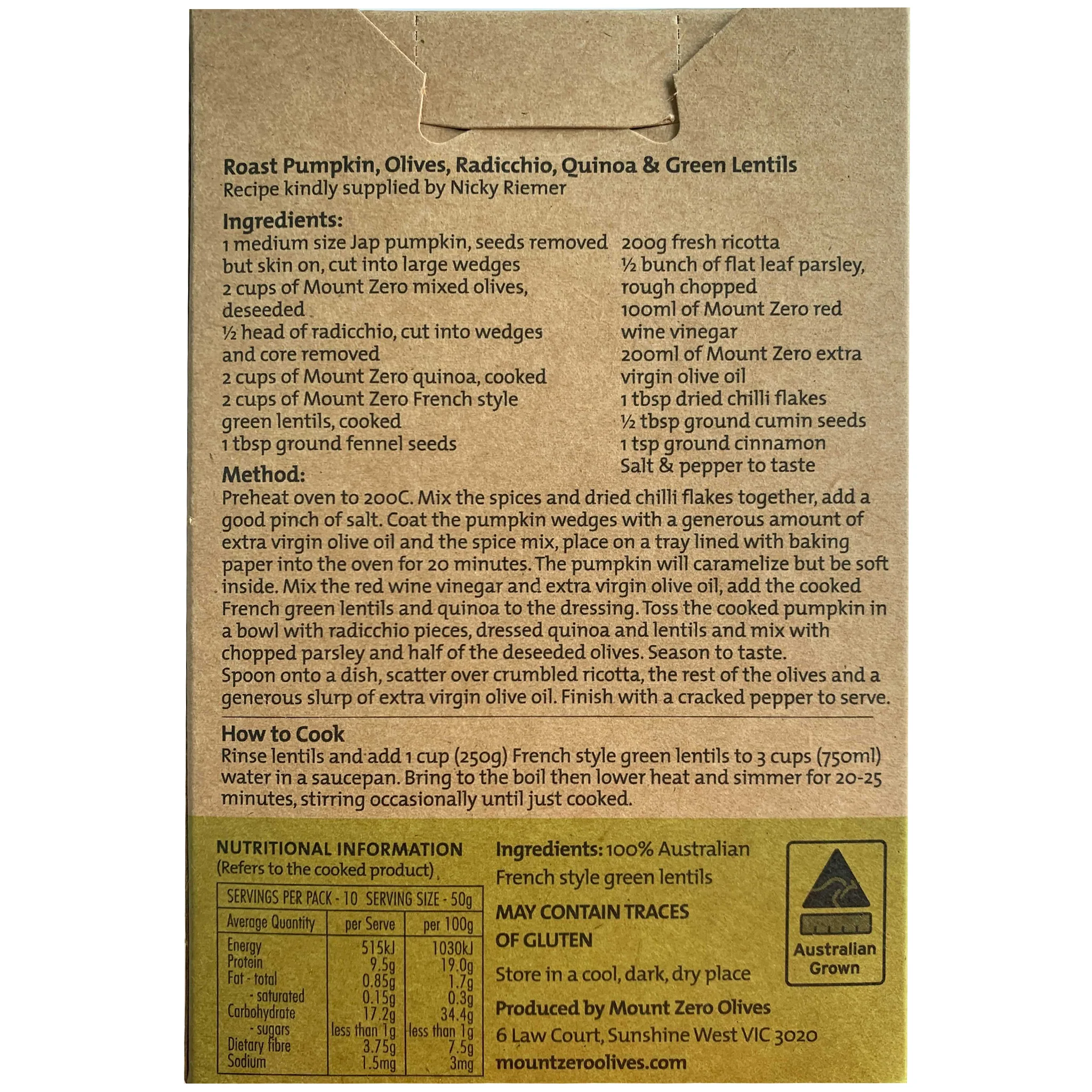Mount Zero French Style Green Lentils 500g - Image 2