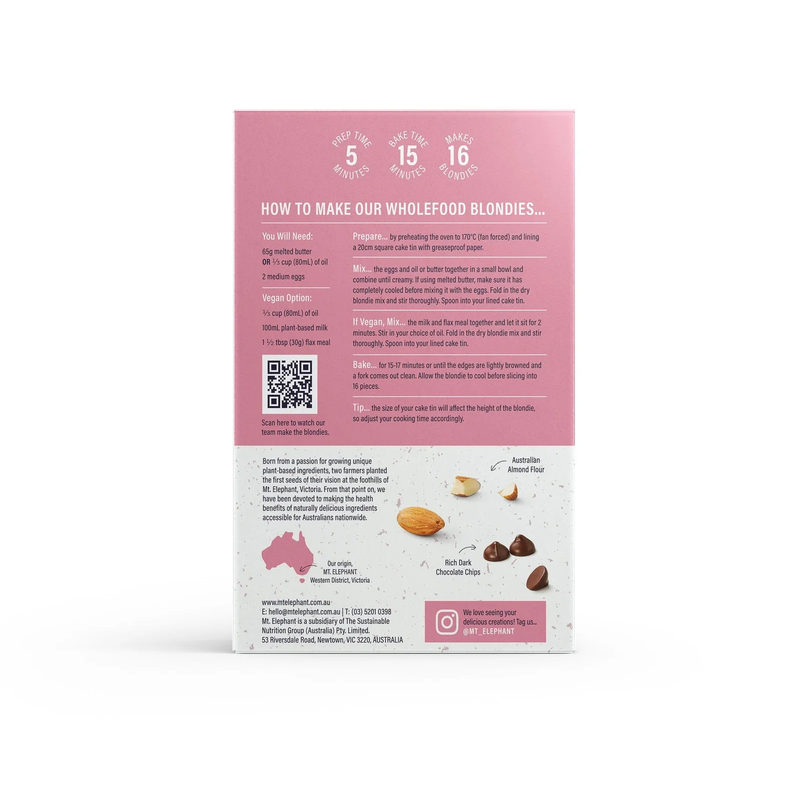 Mt Elephant Choc Chunk Blondie Mix 350g - Image 2