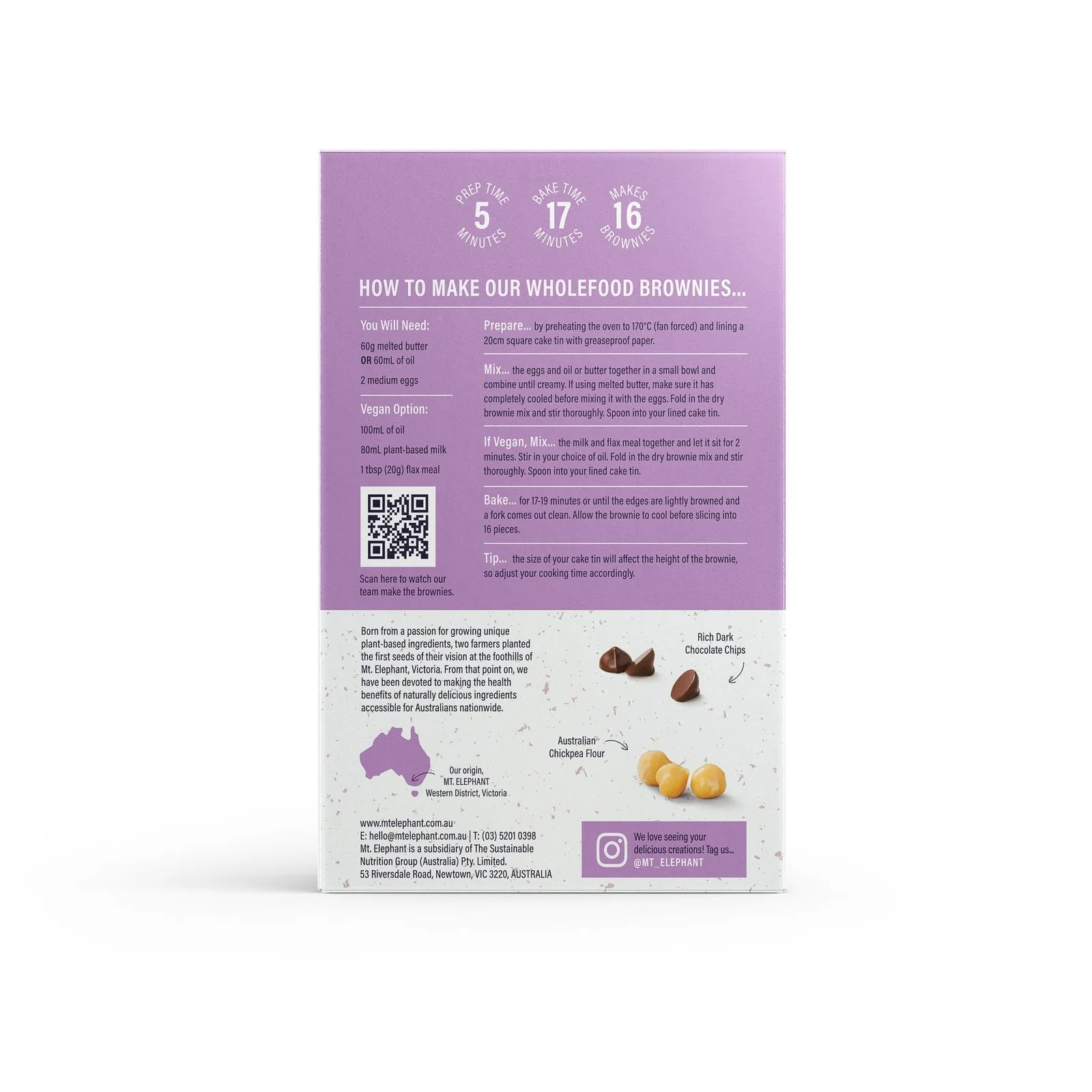 Mt Elephant Choc Chunk Brownie Mix 350g - Image 2