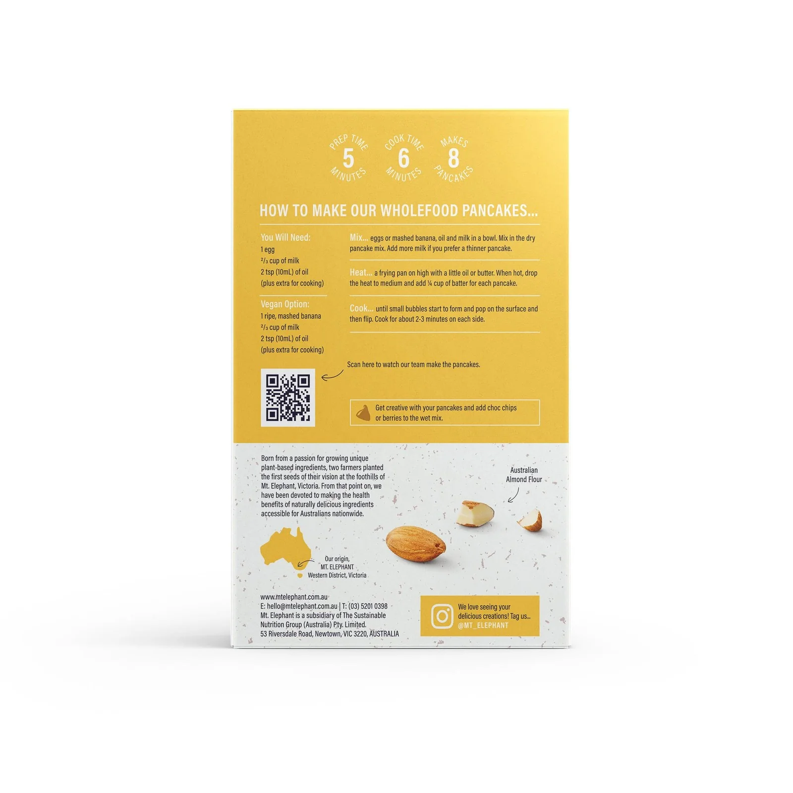 Mt Elephant Very Vanilla Wholefood Pancake Mix 230g - Image 2