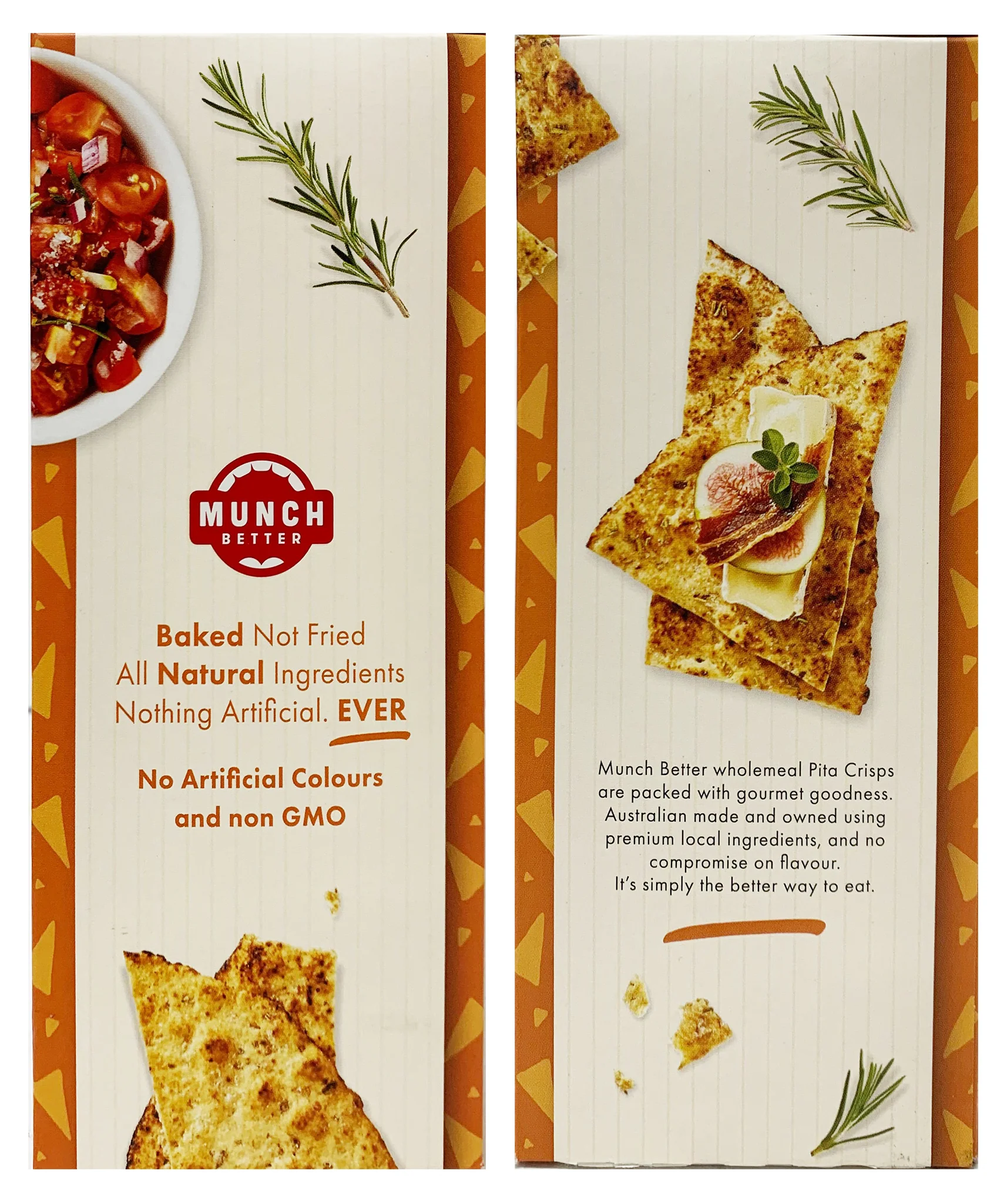 Munch Better Wholemeal Pita Crisps with Rosemary 120g - Image 2