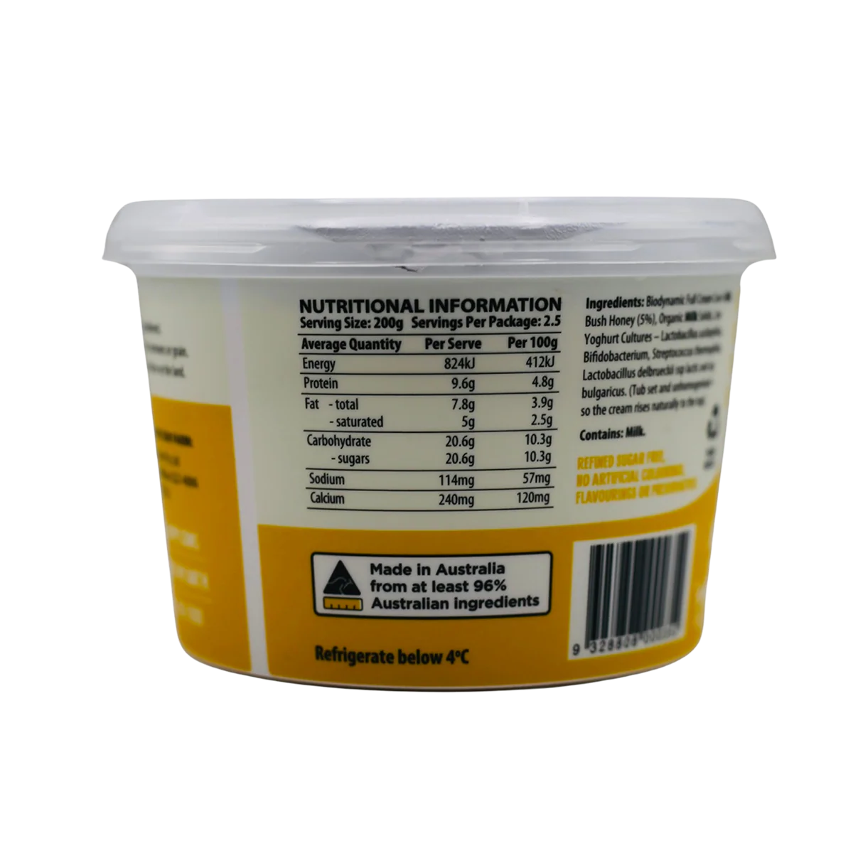 Mungalli Creek Dairy Organic Yogurt Bush Honey 500g - Image 2