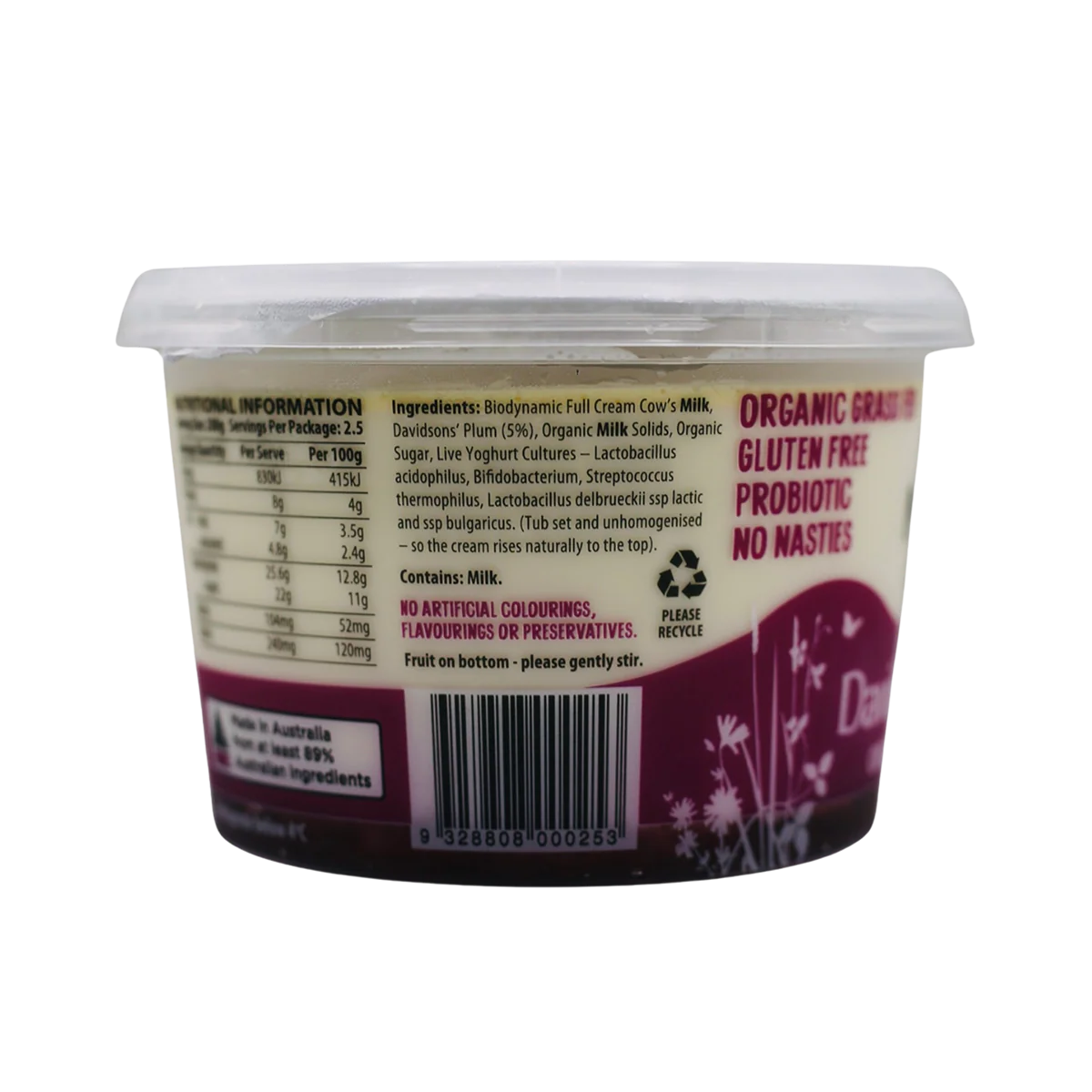 Mungalli Creek Dairy Organic Yogurt Davidson's Plum 500g - Image 2