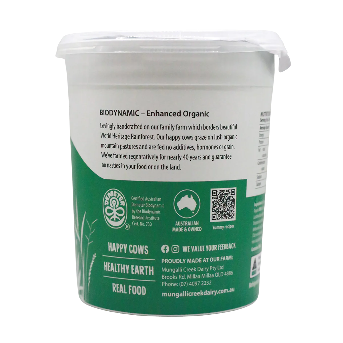 Mungalli Creek Dairy Organic Yogurt Natural 1kg - Image 2