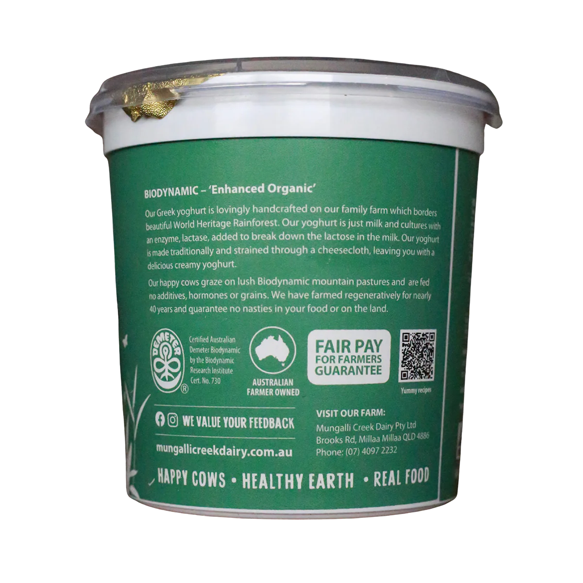 Mungalli Creek Dairy Organic Yogurt Natural Greek 800g - Image 3