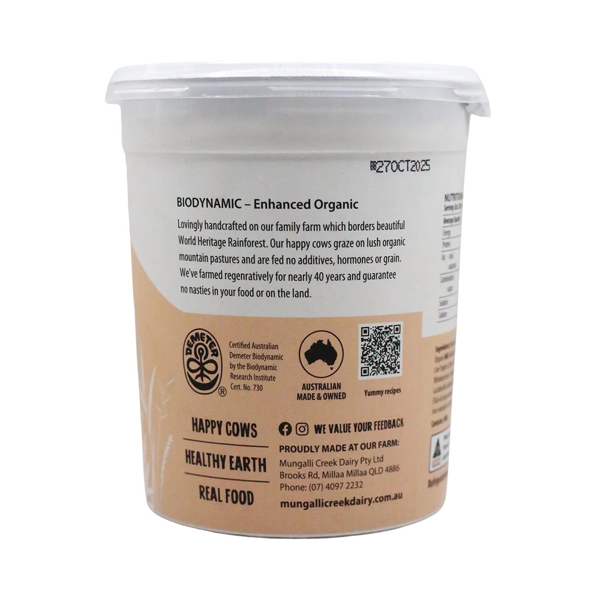Mungalli Creek Dairy Organic Yogurt Vanilla 1kg - Image 3