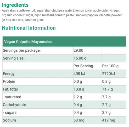 Naked Byron Foods Vegan Mayonnaise Chipotle 235g - Image 2