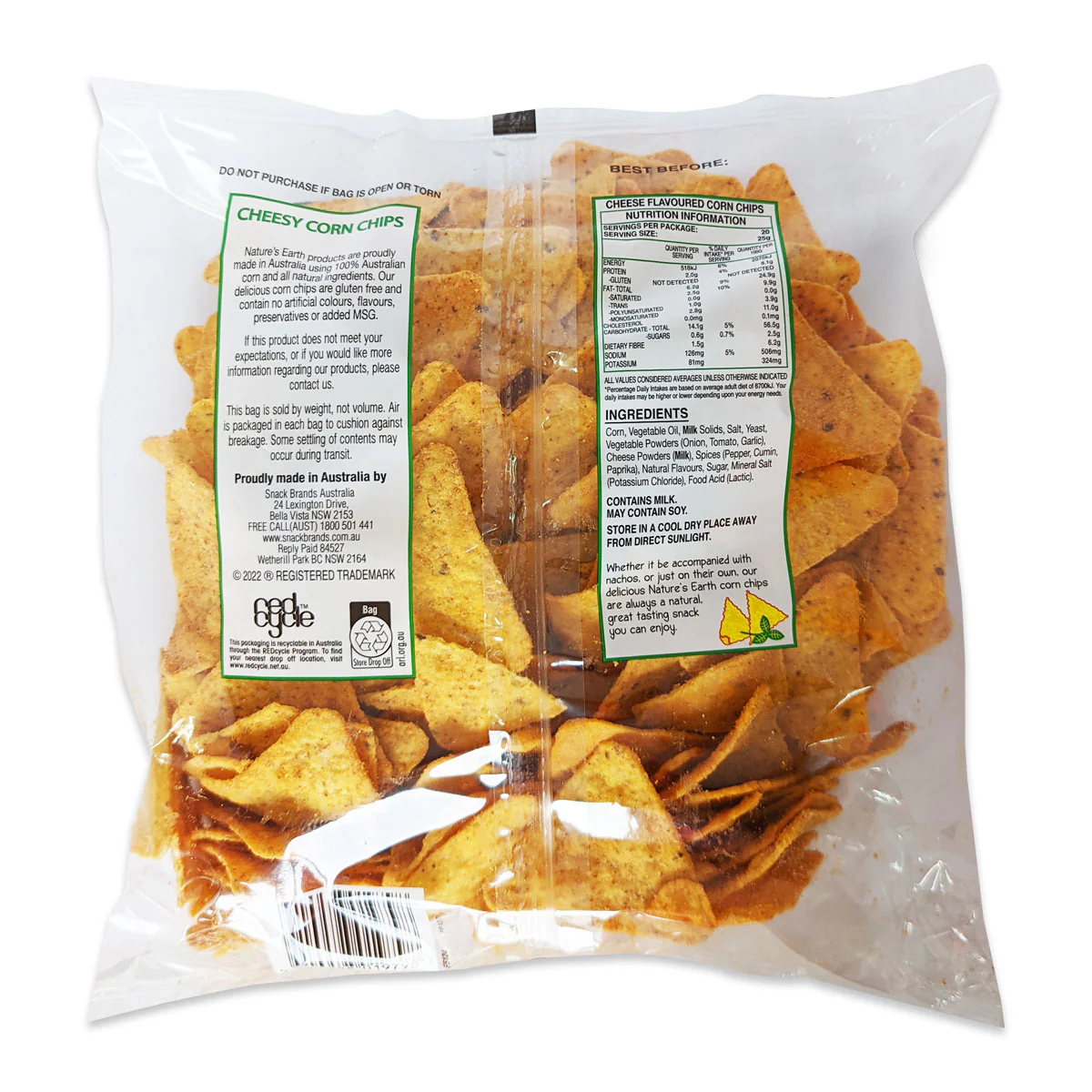 Nature's Earth Cheesey Corn Chips 500g - Image 2