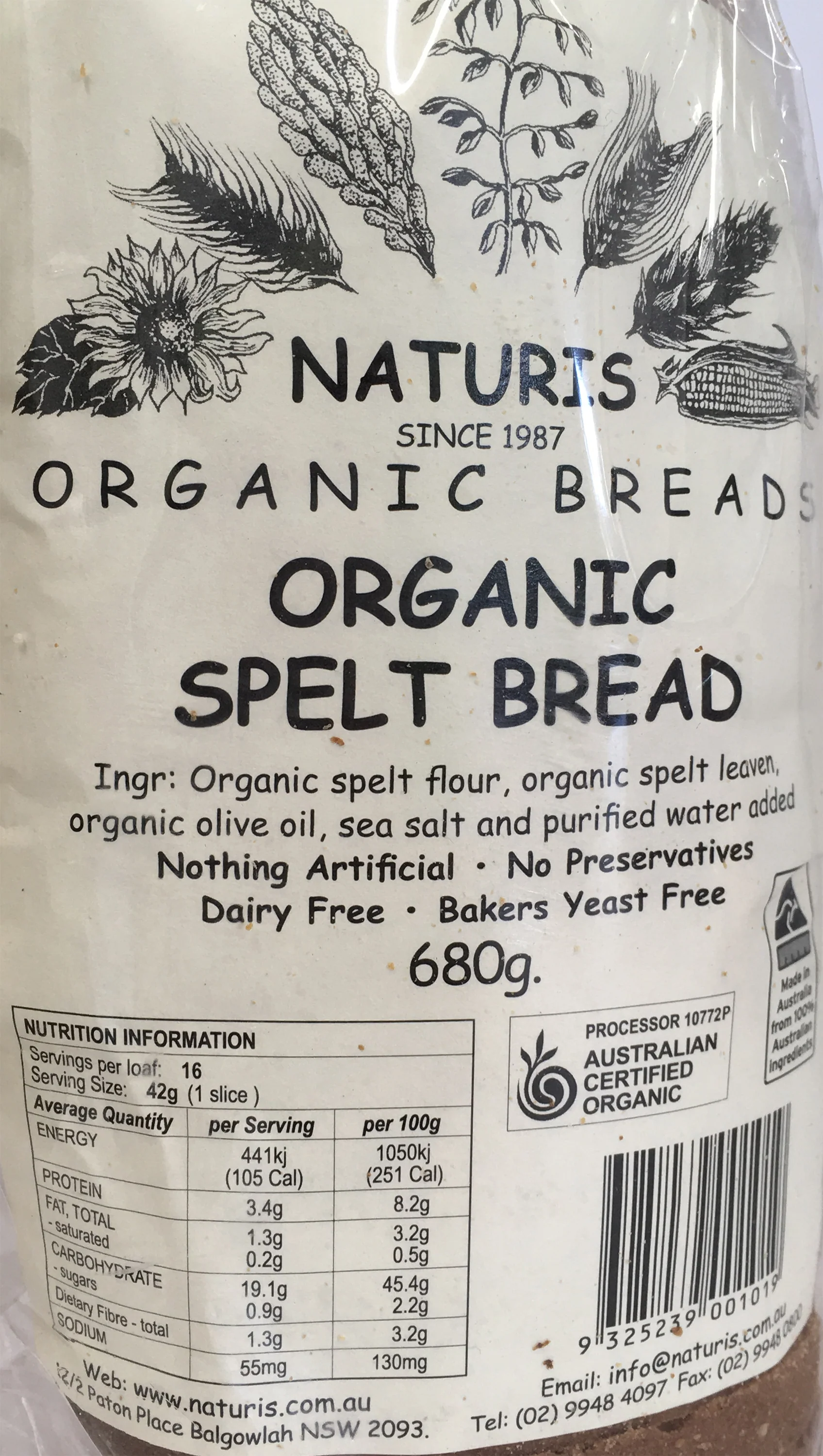 Naturis Organic Breads Spelt Bread 680g - Image 3