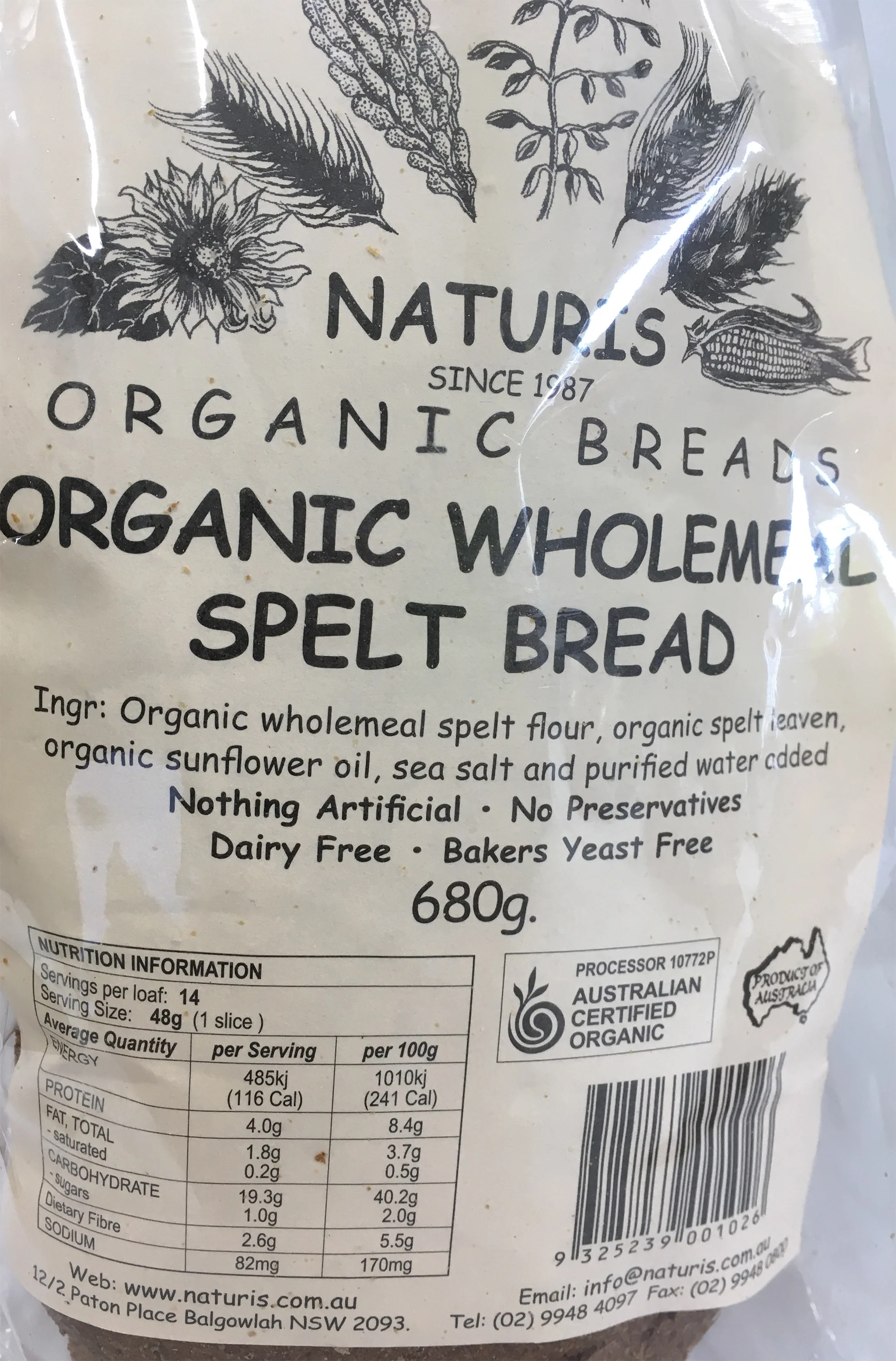 Naturis Organic Breads Wholemeal Spelt Loaf 680g - Image 3