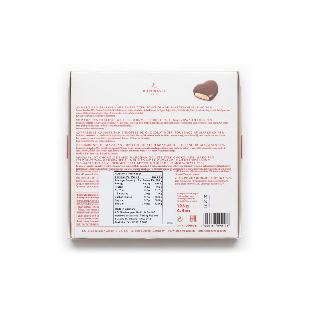 Niederegger Marz Hearts Dark Chocolate Gift Box 125g - Image 2