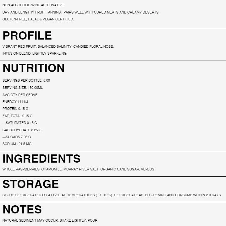 NON 1 Salted Raspberry and Chamomile 750mL - Image 2