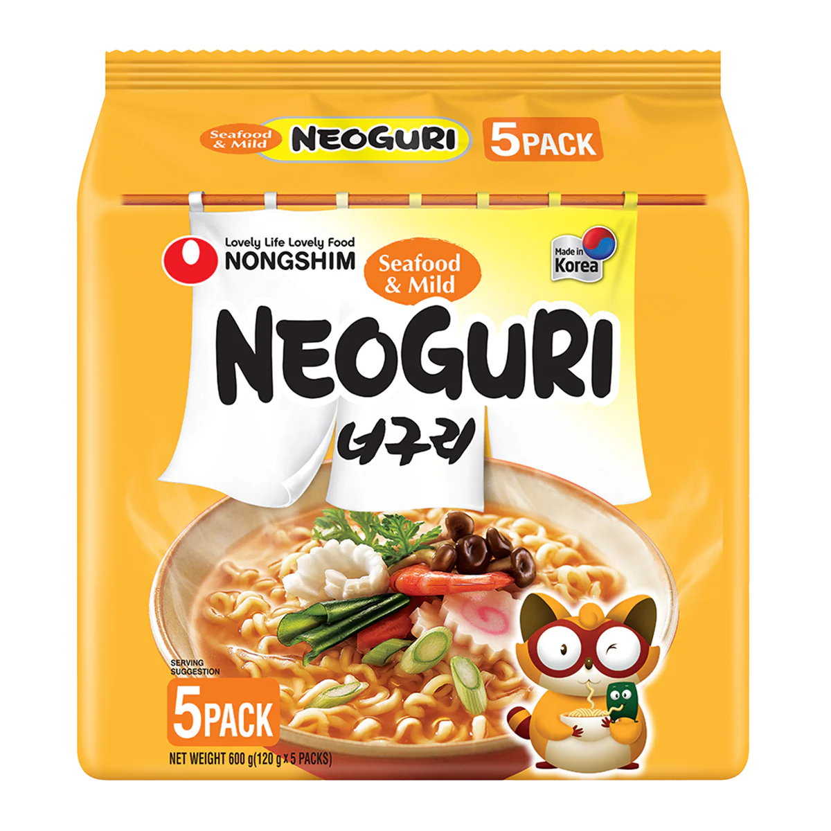 Nongshim Neoguri Seafood & Mild Noodles x5 120g