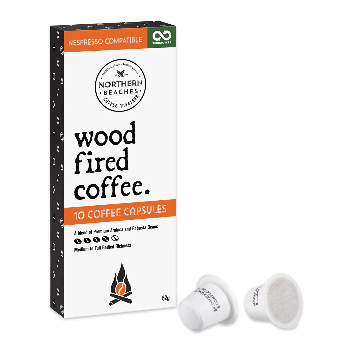 Northern Beaches Wood Fired Coffee 10 Compatible Capsules 52g