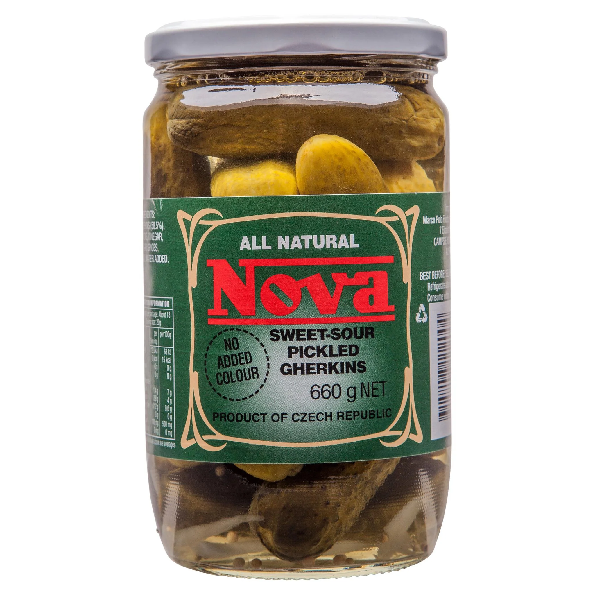 Nova Gherkins Pickled Sweet And Sour 660g