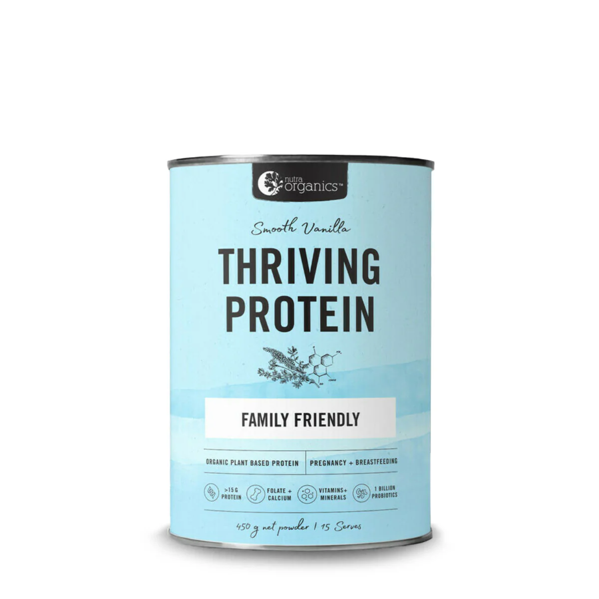 Nutra Organics Thriving Protein Smooth Vanilla 450g