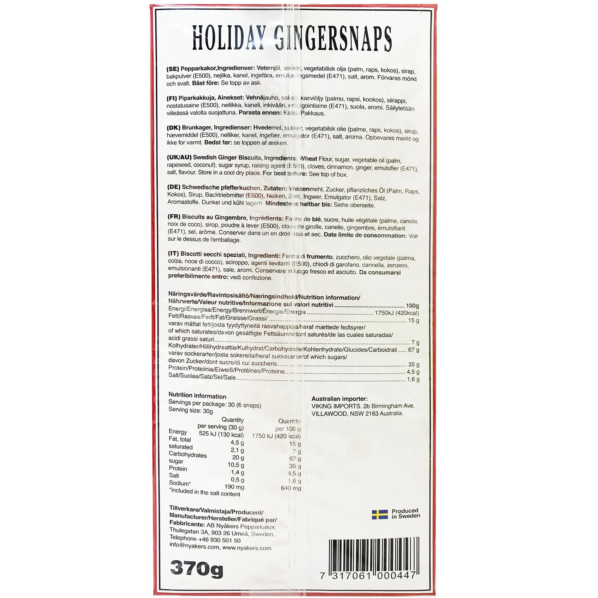 Nyakers Holiday Gingersnaps 370g - Image 3