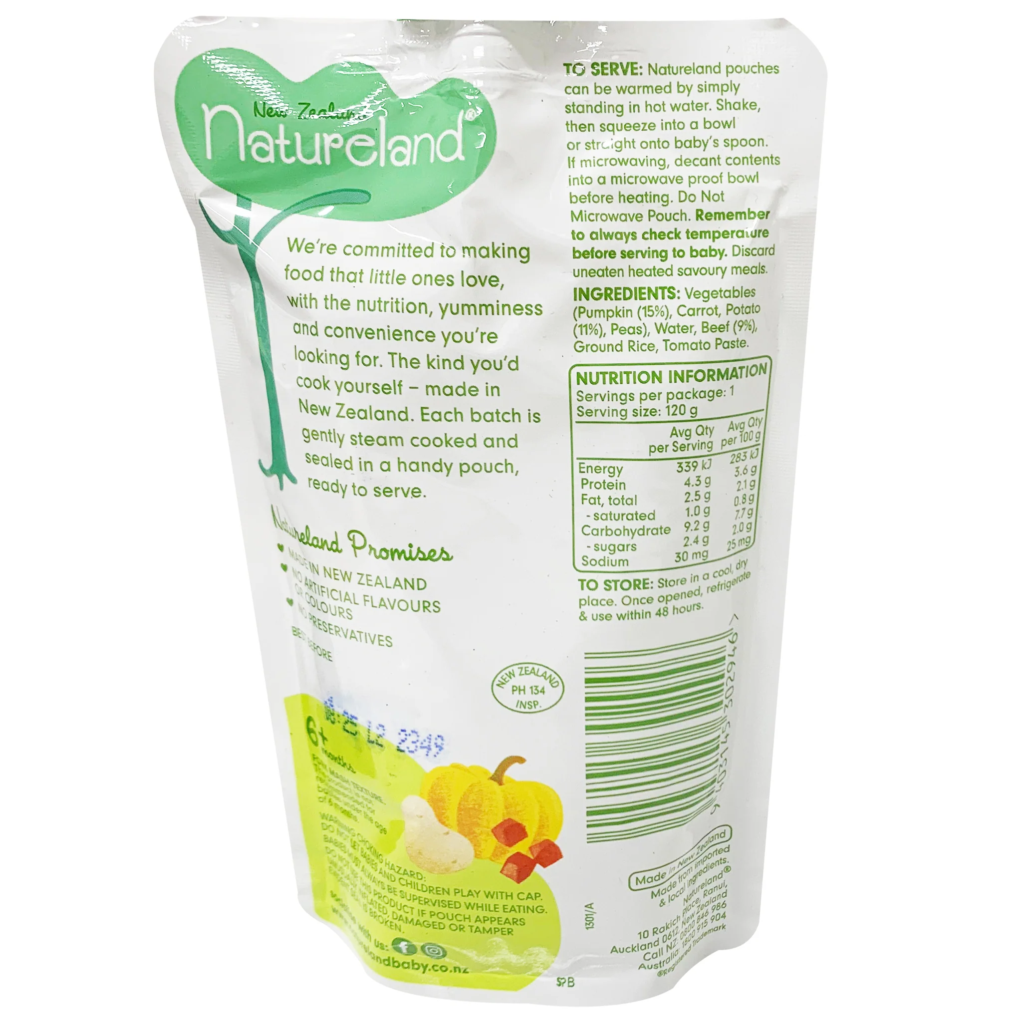 Natureland Pumpkin, Potato and Beef 6 Months+ 120g - Image 4