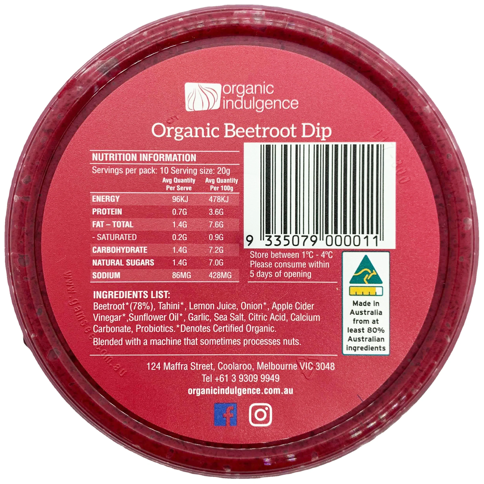 Organic Indulgence Organic Beetroot Dip 200g - Image 2