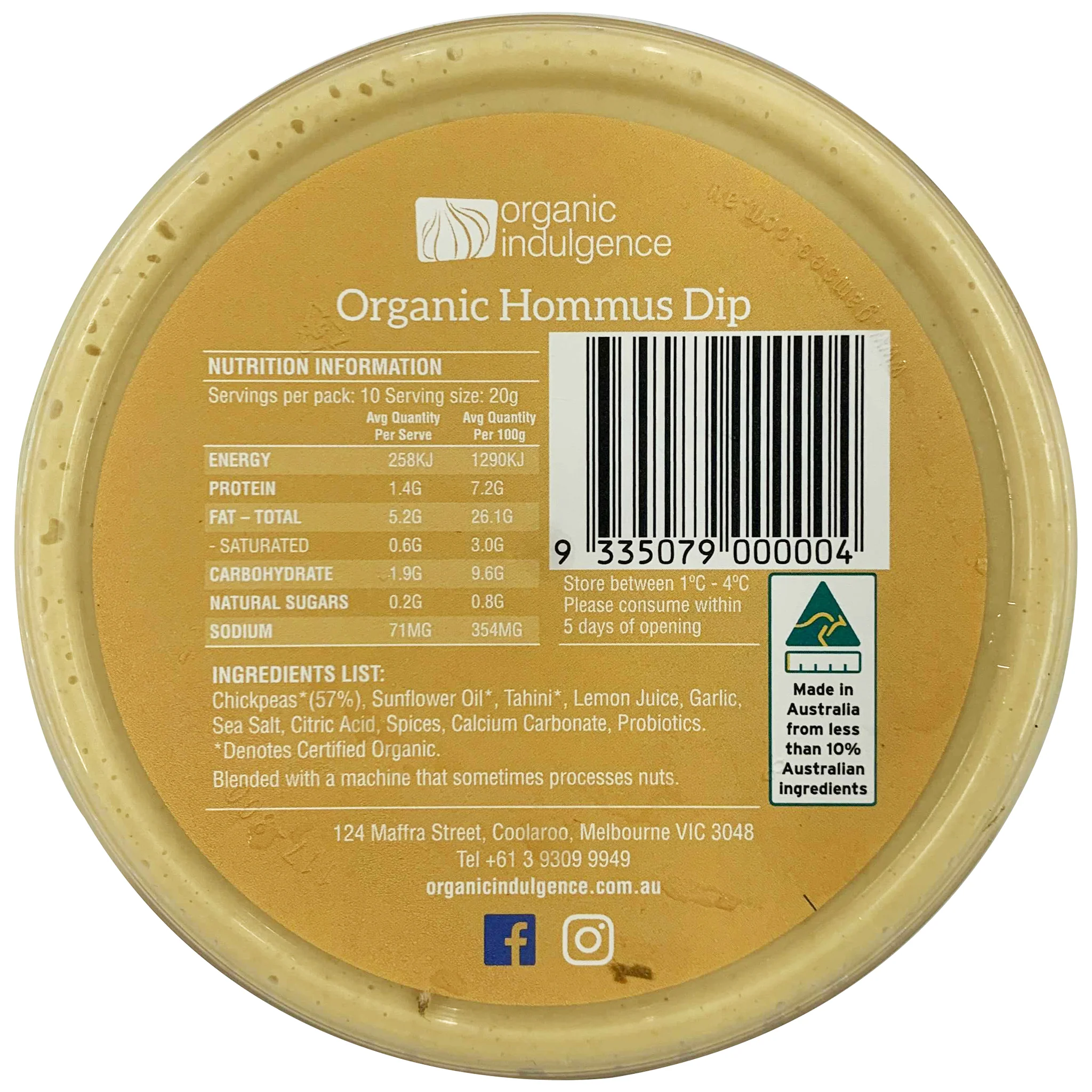 Organic Indulgence Organic Hommus Dip 200g - Image 2