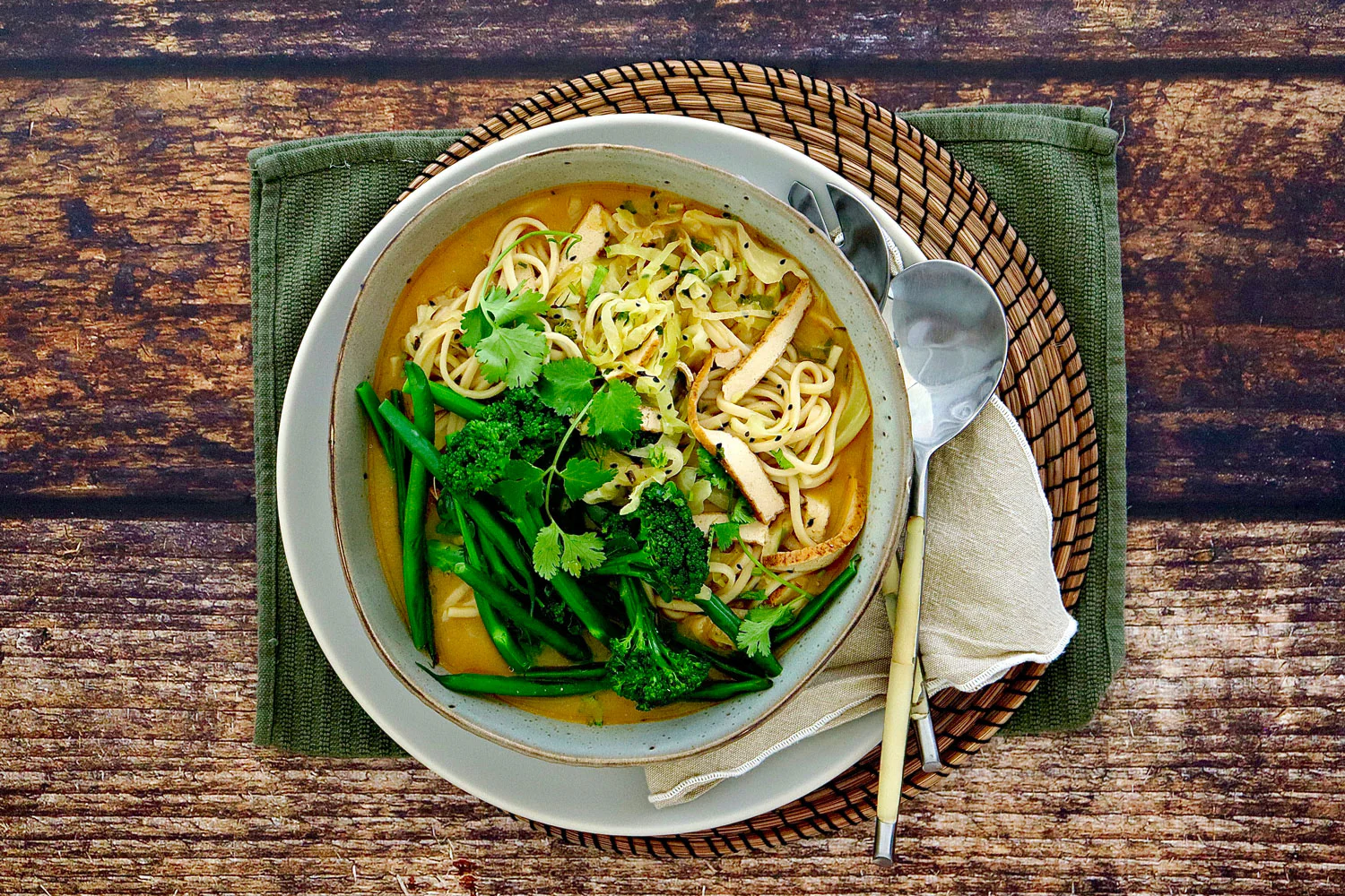 Organic Udon Miso Soup - with Cabbage and Spicy Tofu - Image 2