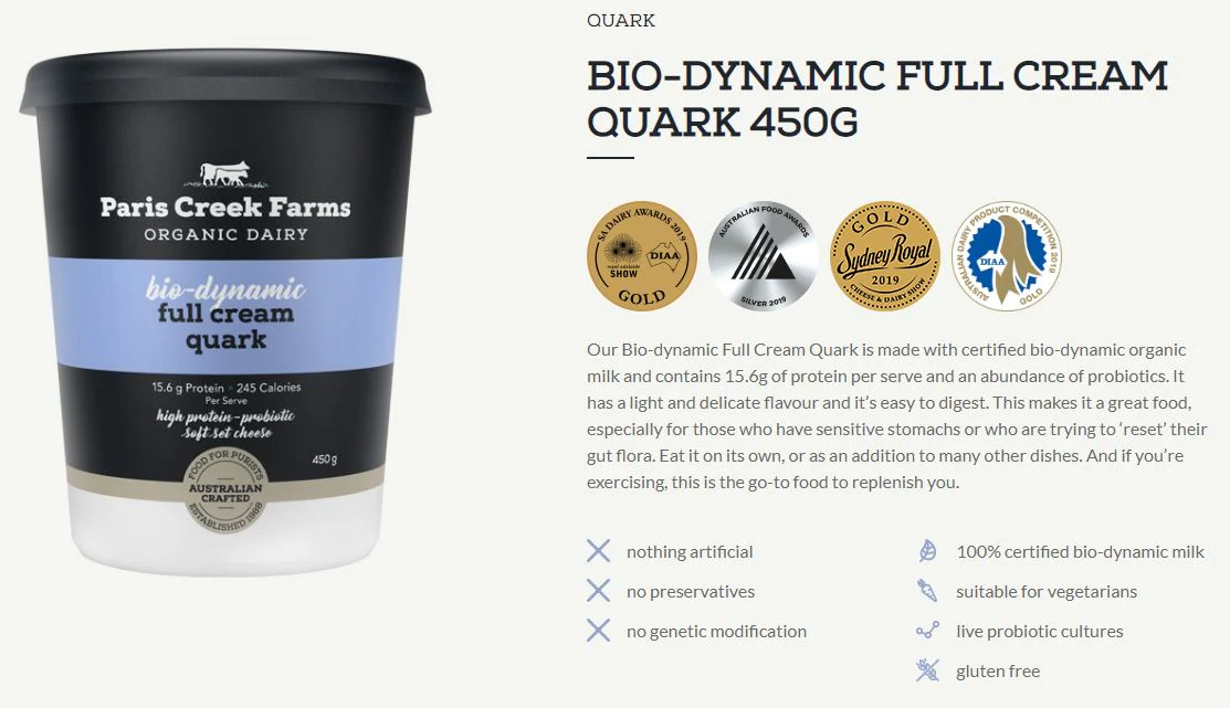 Paris Creek Farms Bio-Dynamic Organic Full Cream Quark 450g - Image 3