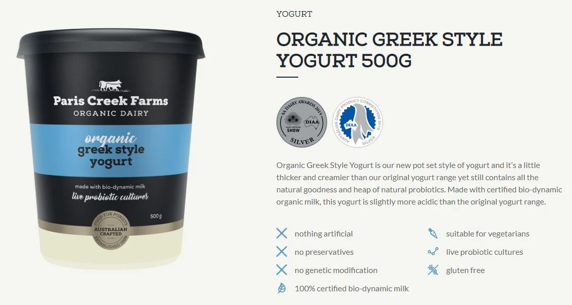 Paris Creek Farms Organic Greek Style Yoghurt 500g - Image 3