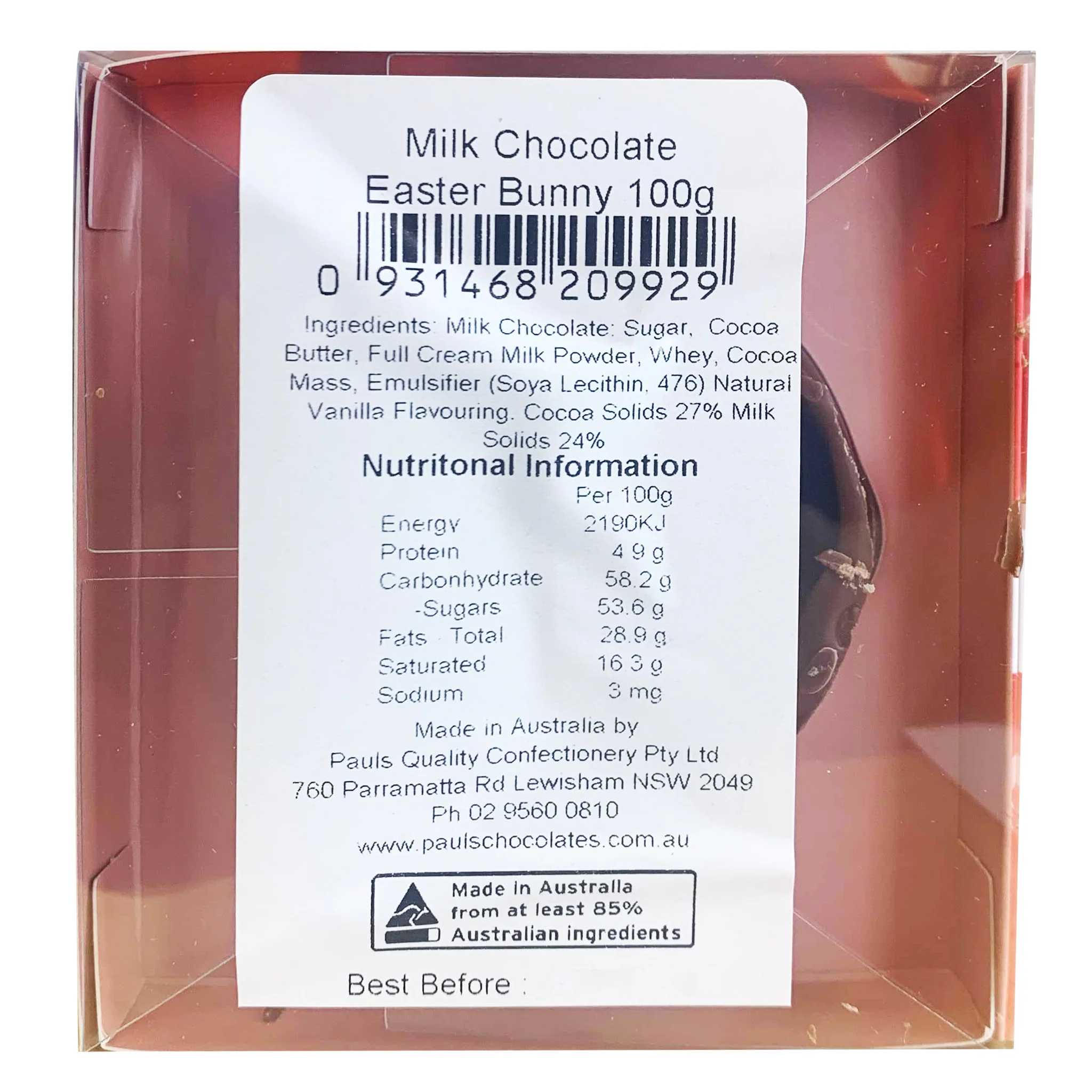 Pauls Chocolates Milk Chocolate Easter Bunny 100g - Image 2