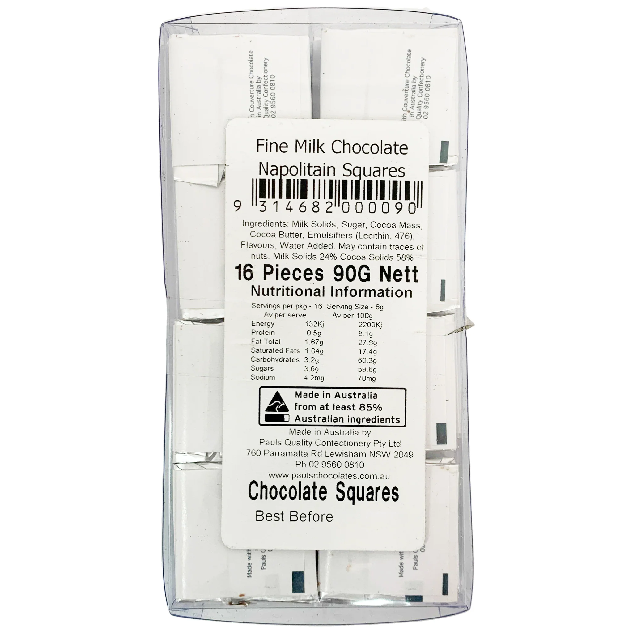 Pauls Chocolates Milk Chocolate Napolitain Squares 90g - Image 2
