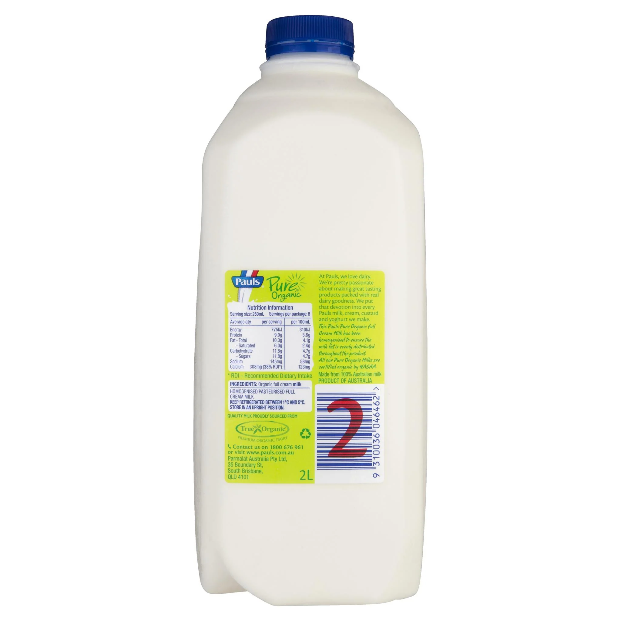 Pauls Milk Pure Organic Homogenised Full Cream 2L - Image 2