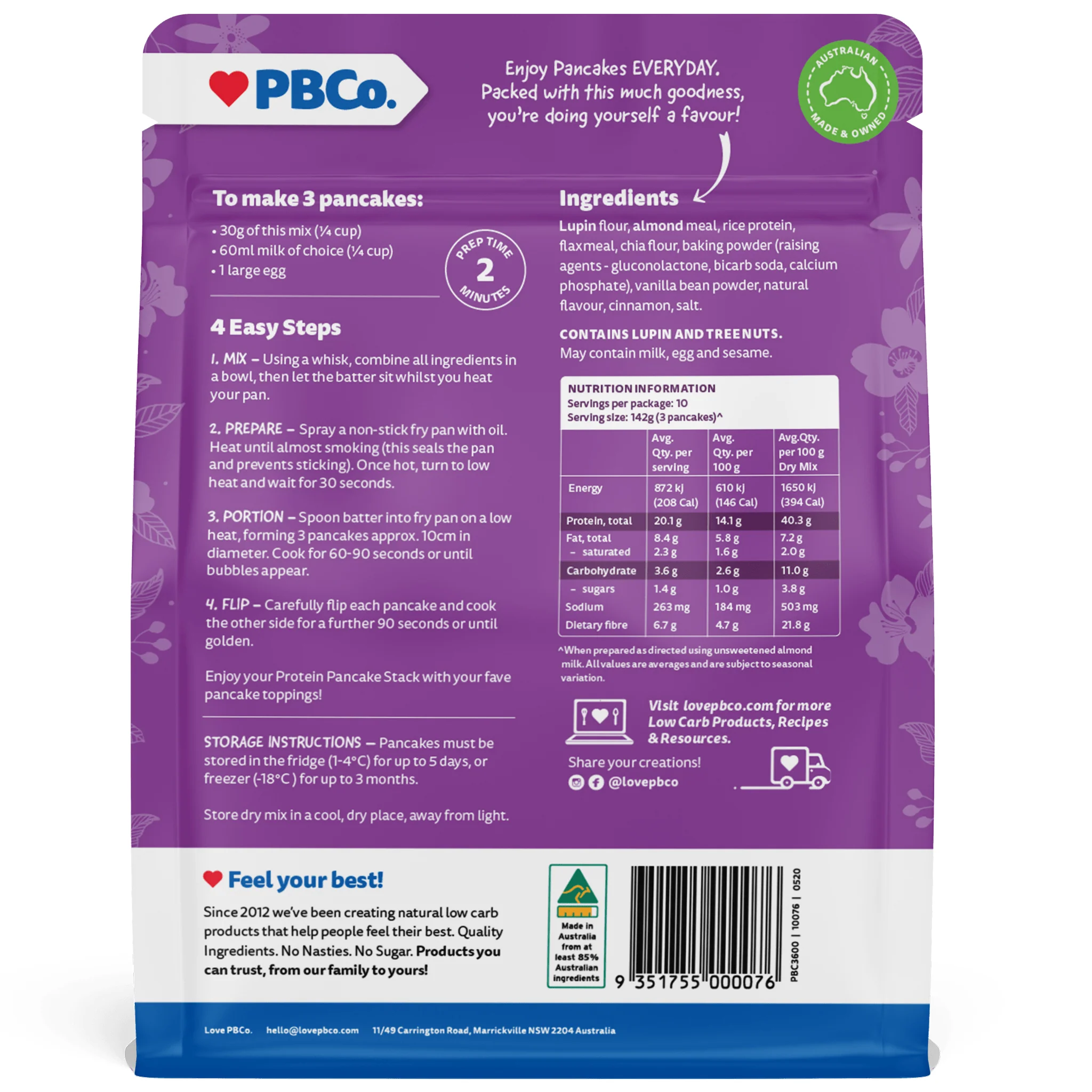 PBCo Protein Pancake Mix 300g - Image 3