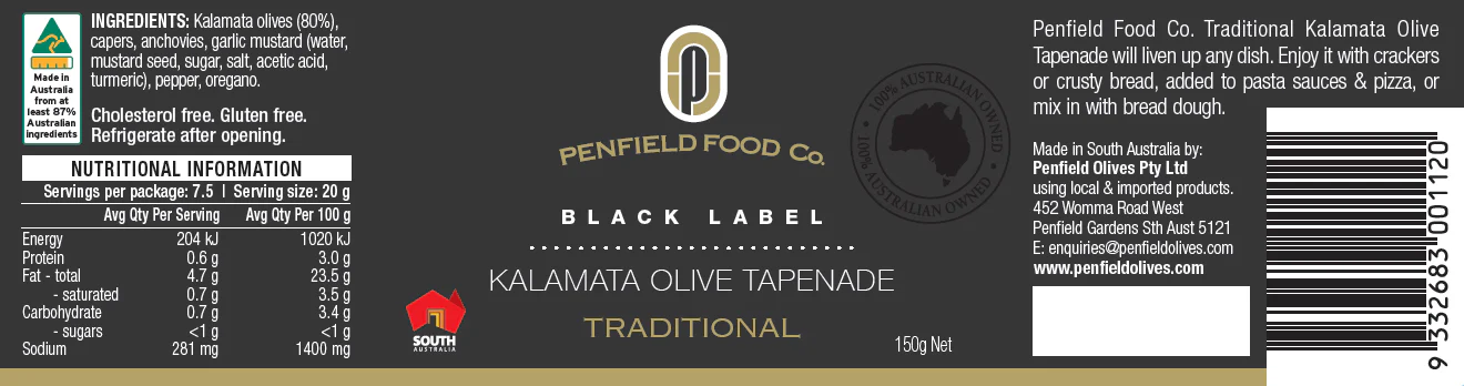 Penfield Food Co Kalamata Olive Tapenade Traditional 150g - Image 2