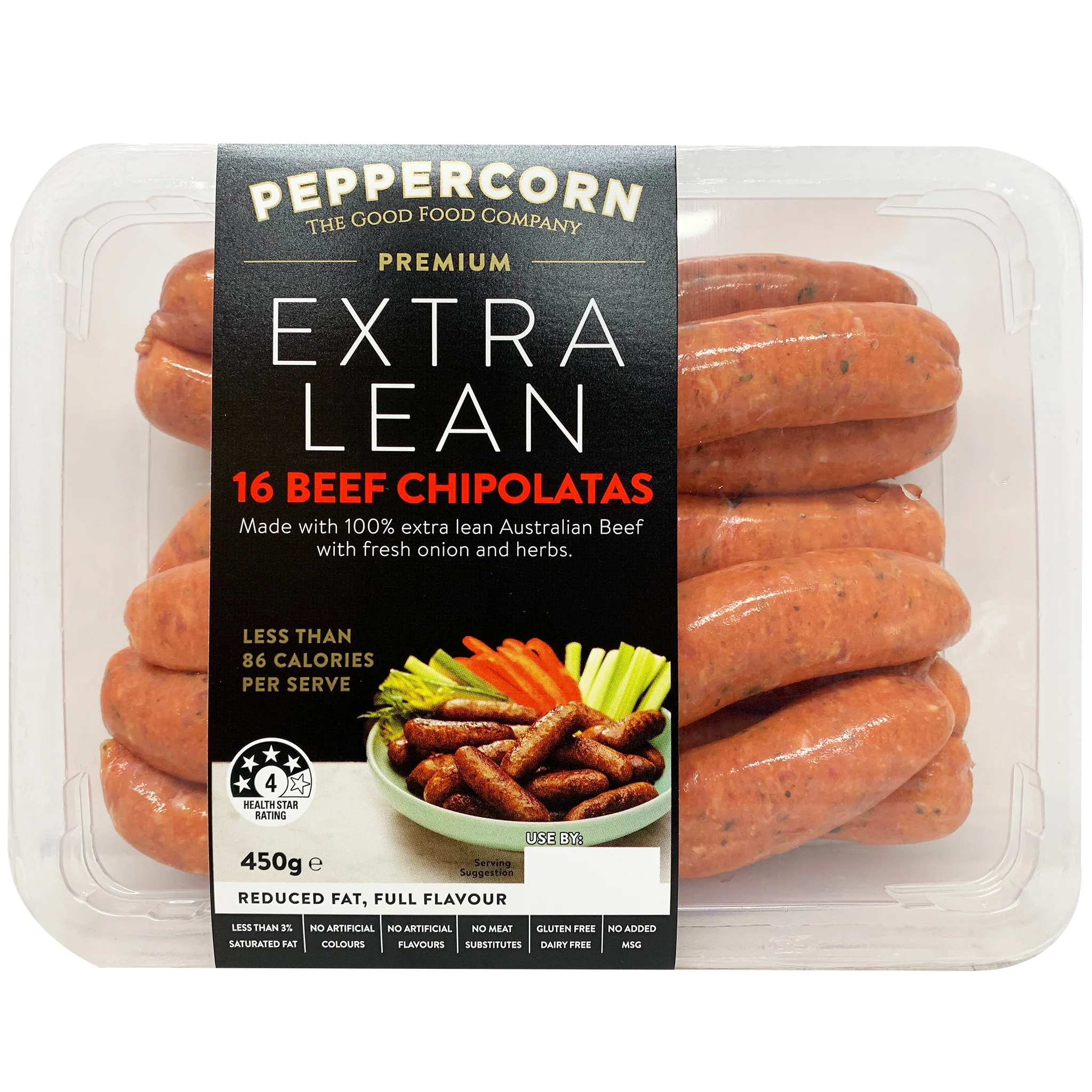 Peppercorn Extra Lean Beef Chipolatas 450g - Image 2
