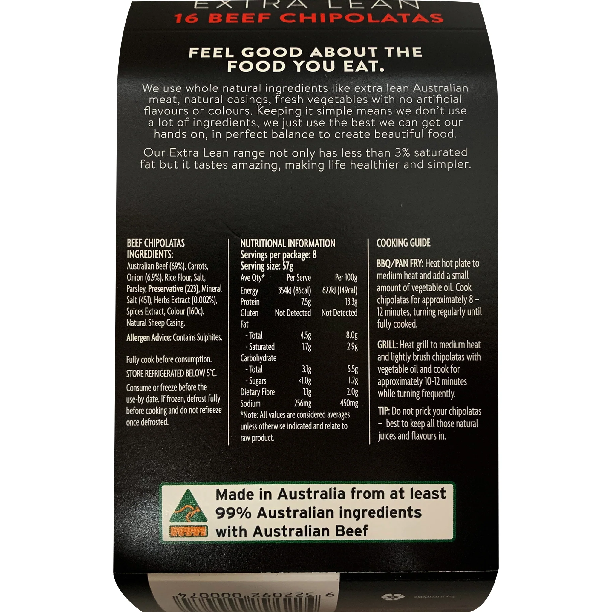 Peppercorn Extra Lean Beef Chipolatas 450g - Image 3
