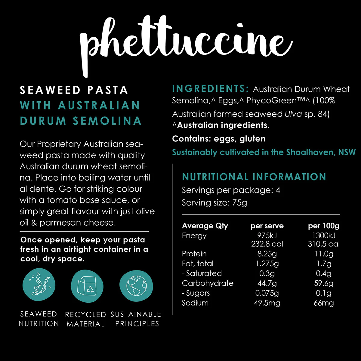 PhycoHealth Seaweed Pasta Phettuccine 300g - Image 3