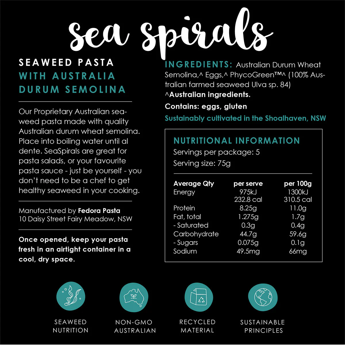 PhycoHealth Seaweed Pasta Sea Spirals 375g - Image 3