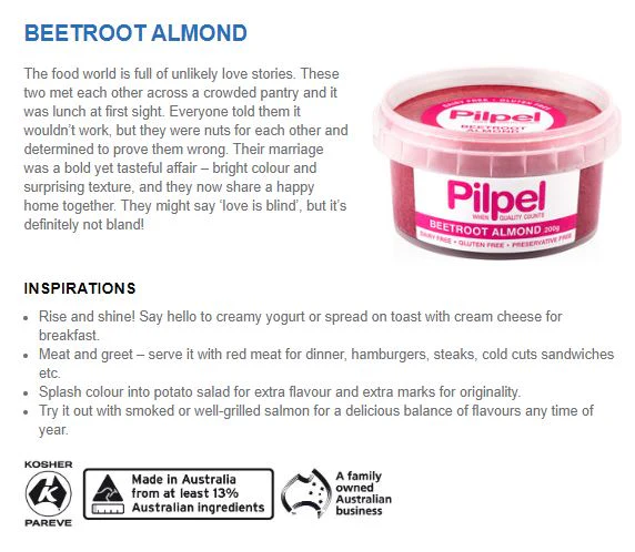 Pilpel Beetroot Almond Dip 200g - Image 3